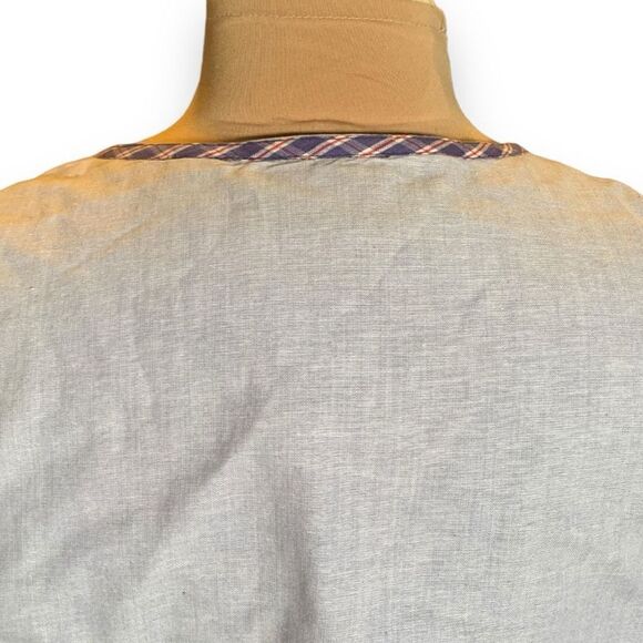Vintage 90s Vest Tailored Suit Blue Red Heart Gingham Checkered Chambray Denim - Picture 5 of 10
